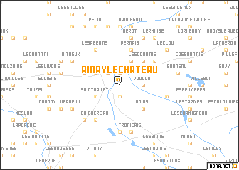map of Ainay-le-Château