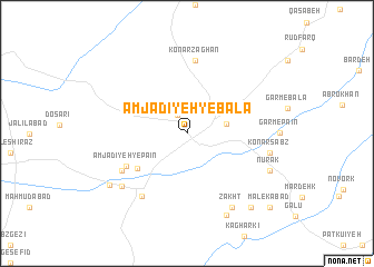 map of Amjadīyeh-ye Bālā