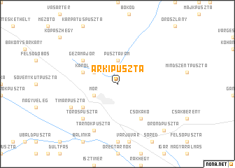 map of Árkipuszta