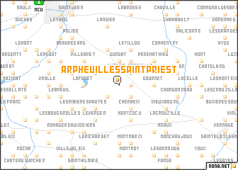 map of Arpheuilles-Saint-Priest