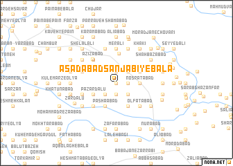 map of Asadābād Sanjābī-ye Bālā