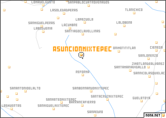 map of Asunción Mixtepec