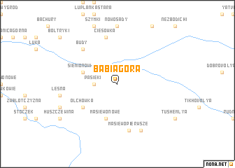 map of Babia Góra