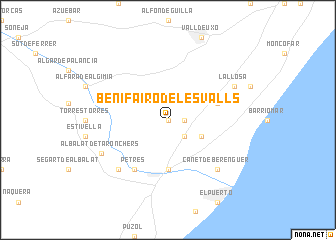 map of Benifairó de Les Valls