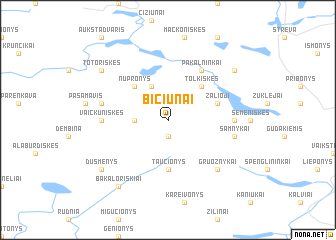 map of Bičiūnai