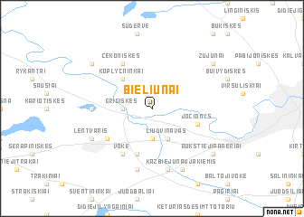 map of Bieliūnai