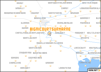 map of Bignicourt-sur-Marne