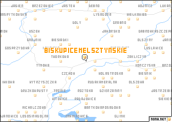 map of Biskupice Melsztyńskie