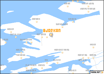 map of Bjørkan