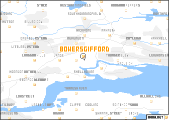 map of Bowers Gifford