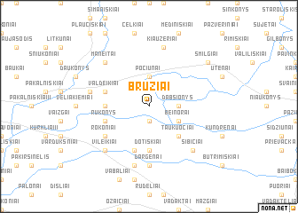 map of Bružiai