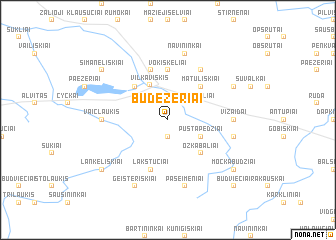 map of Būdežeriai