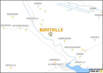 map of Burnt Mills