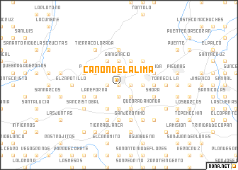 map of Cañón de la Lima