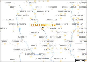map of Ceglédpuszta