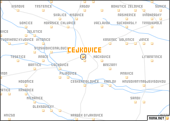 map of Čejkovice