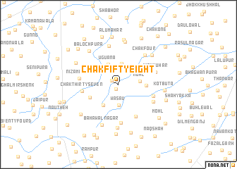 map of Chak Fifty-eight