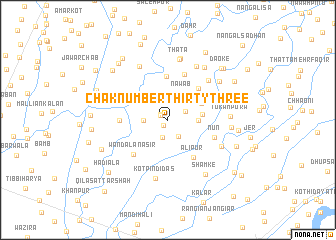 map of Chak Number Thirty-three
