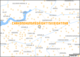 map of Chak One Hundred Eighty-six-Eight R WB