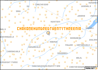 map of Chak One Hundred Twenty-three Nia