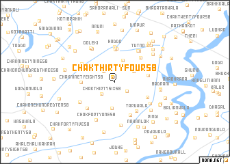map of Chak Thirty-four SB
