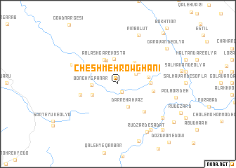 map of Cheshmeh Rowghanī