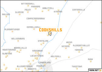 map of Cooks Mills