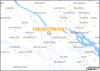 map of Csölösztősziget