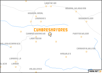 map of Cumbres Mayores