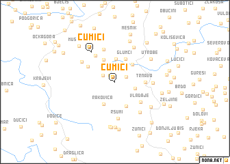 map of Čumići