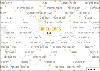 map of Cunelières