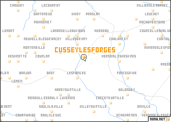 map of Cussey-les-Forges