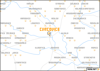 map of Cvrčovice