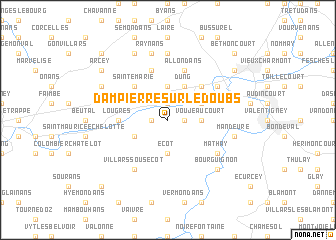 map of Dampierre-sur-le-Doubs
