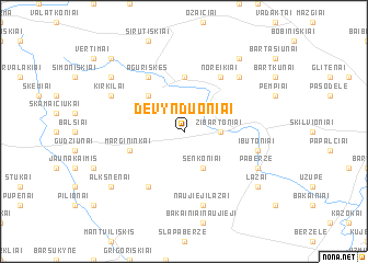 map of Devynduoniai