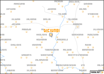 map of Dičiūnai