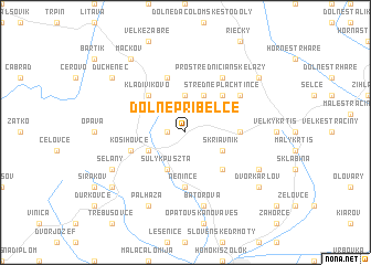 map of Dolné Príbelce