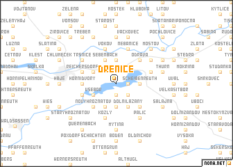 map of Dřenice
