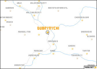 map of Dubrynychi