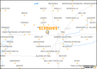 map of Écrouves
