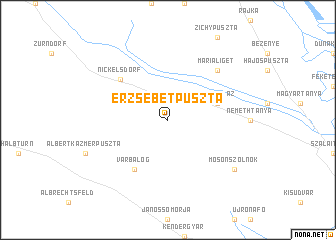 map of Erzsébetpuszta