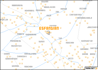 map of Esfandīān