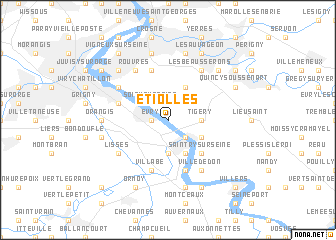 map of Étiolles