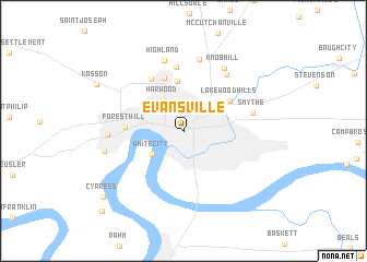 map of Evansville