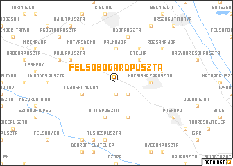 map of Felsőbogárdpuszta