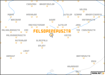 map of Felsőperepuszta