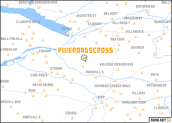 map of Five Roads Cross