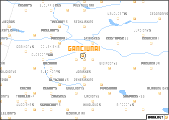 map of Gančiūnai