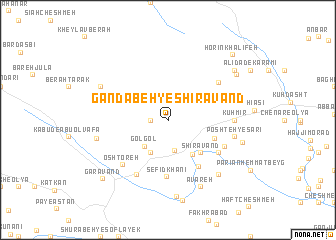 map of Gandābeh-ye Shīrāvand