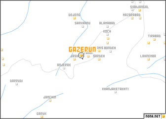 map of Gāzerūn